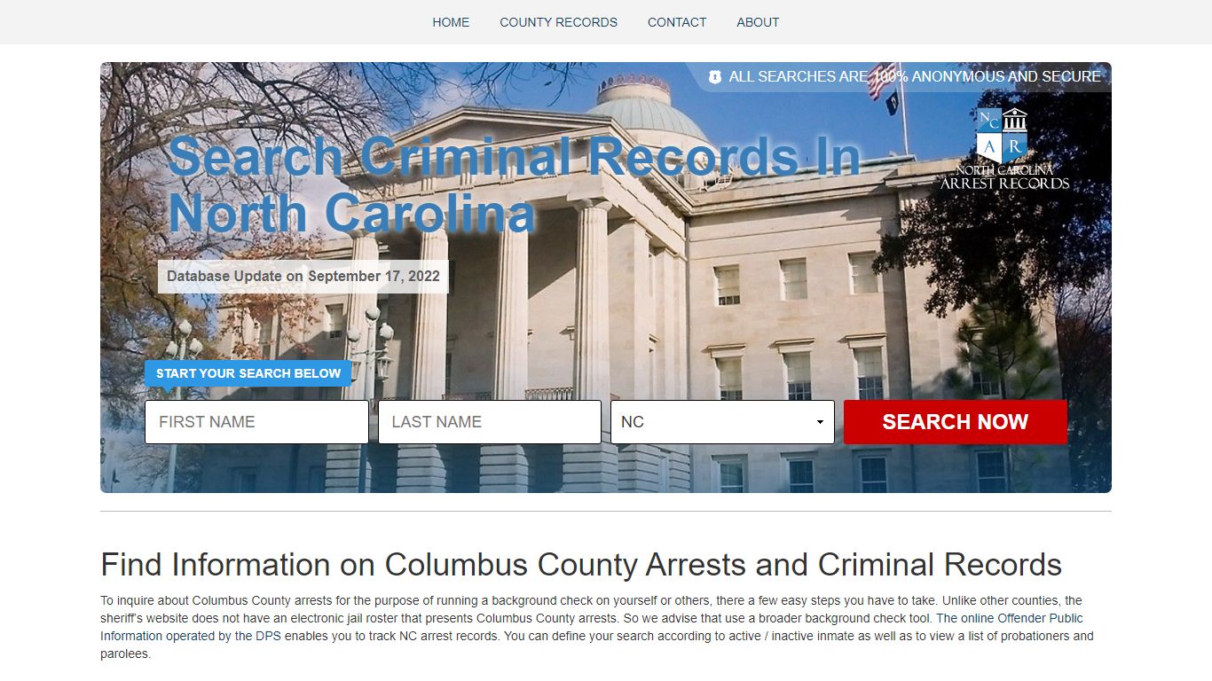 Inquire about Columbus County Arrests & Criminal Records