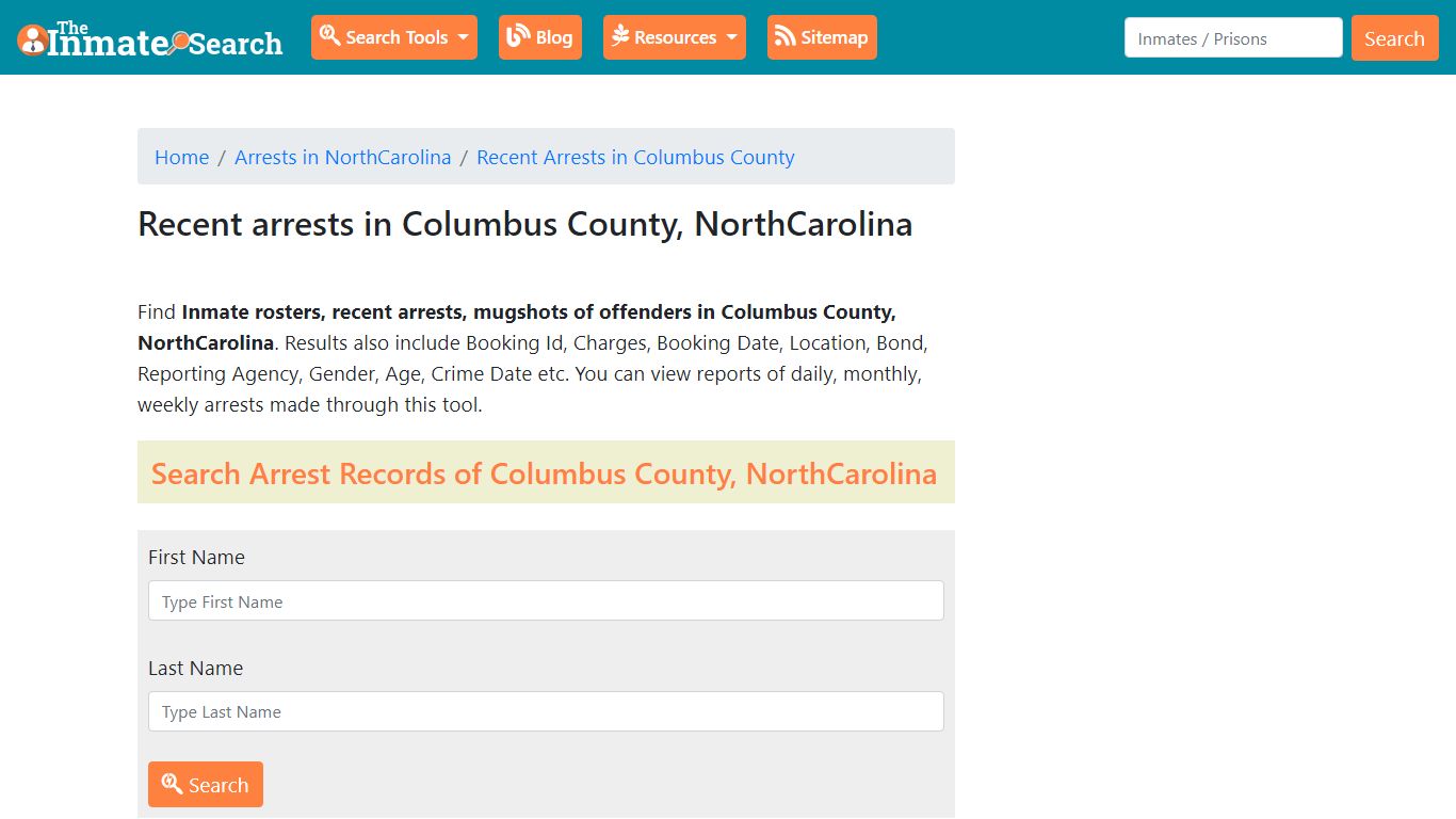 Recent arrests in Columbus County, NorthCarolina